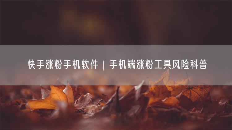快手涨粉手机软件｜手机端涨粉工具风险科普