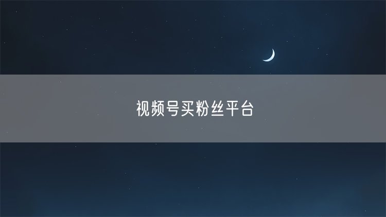 视频号买粉丝平台