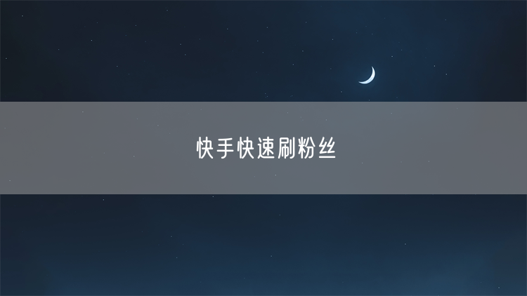 快手快速刷粉丝