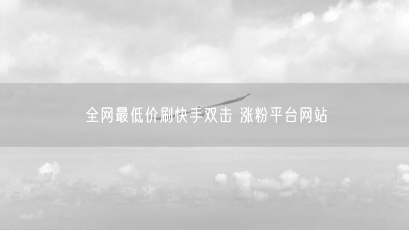 全网最低价刷快手双击 涨粉平台网站