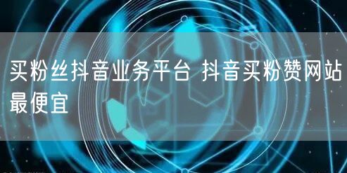 买粉丝抖音业务平台 抖音买粉赞网站最便宜