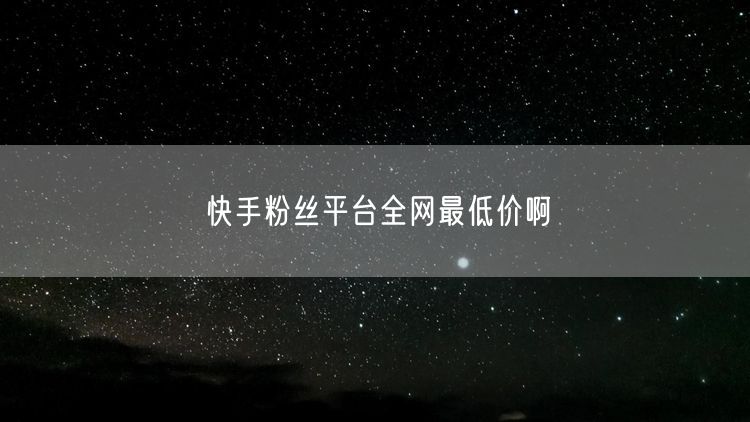 快手粉丝平台全网最低价啊