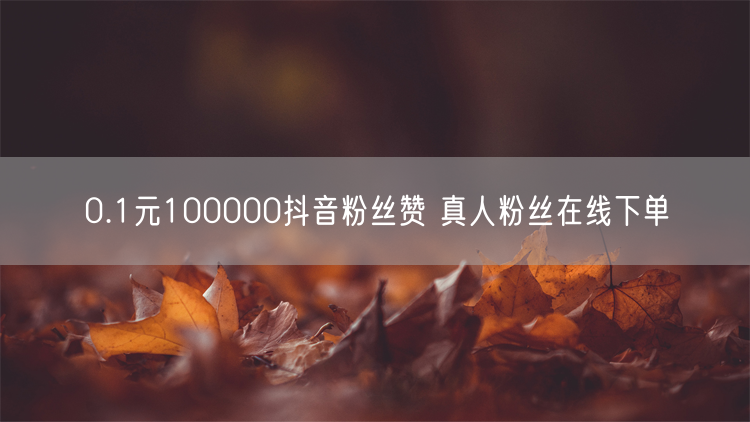 0.1元100000抖音粉丝赞 真人粉丝在线下单