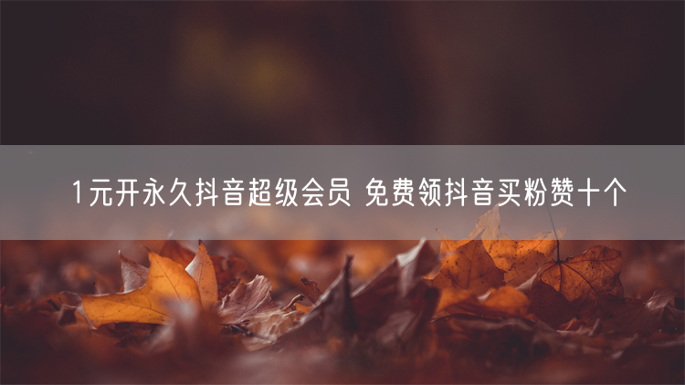 1元开永久抖音超级会员 免费领抖音买粉赞十个