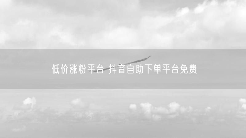 低价涨粉平台 抖音自助下单平台免费
