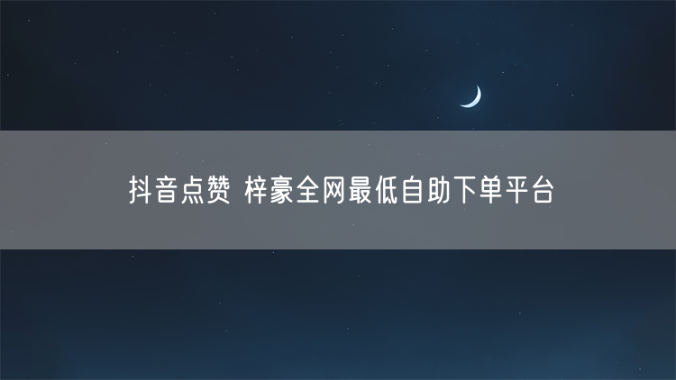 抖音点赞 梓豪全网最低自助下单平台