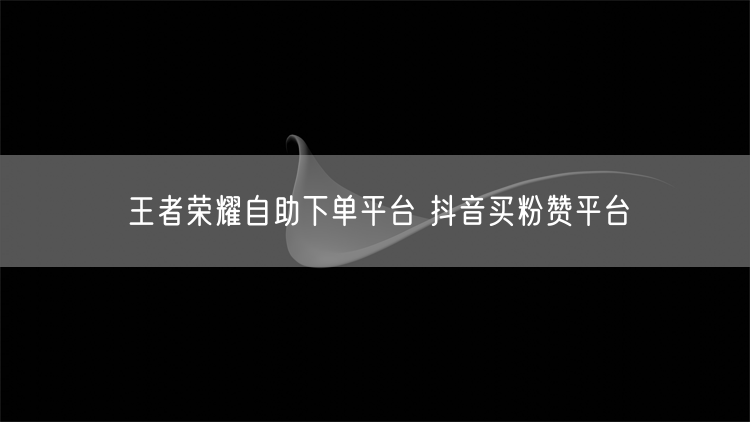 王者荣耀自助下单平台 抖音买粉赞平台