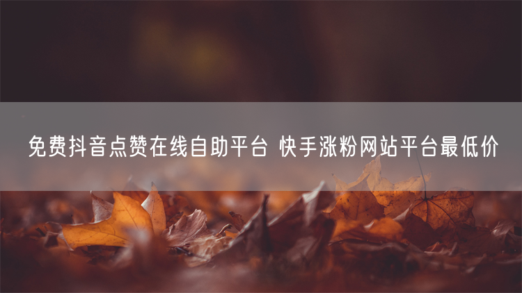 免费抖音点赞在线自助平台 快手涨粉网站平台最低价