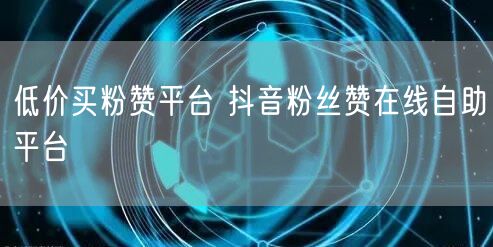 低价买粉赞平台 抖音粉丝赞在线自助平台