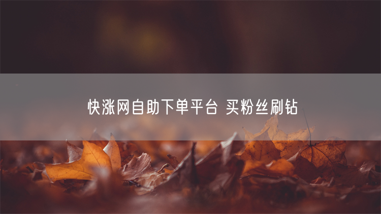 快涨网自助下单平台 买粉丝刷钻