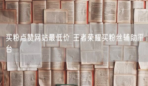 买粉点赞网站最低价 王者荣耀买粉丝辅助平台
